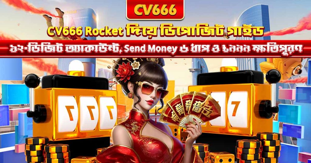 CV666 Rocket ডিপোজিট — কীভাবে টাকা জমা দেবেন, পূর্ণ গাইড 1 CV666 Rocket দিয়ে ডিপোজিট গাইড — ১২-ডিজিট অ্যাকাউন্ট, Send Money ৬ ধাপ ও ৳৯৯৯ ক্ষতিপূরণ