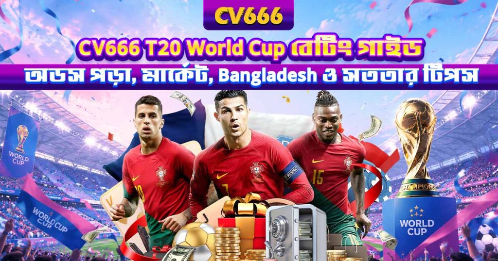T20 World Cup বেটিং odds গাইড — মার্কেট ও কৌশল ২০২৬ 1 CV666 T20 World Cup বেটিং গাইড — অডস পড়া, মার্কেট, Bangladesh ও সততার টিপস