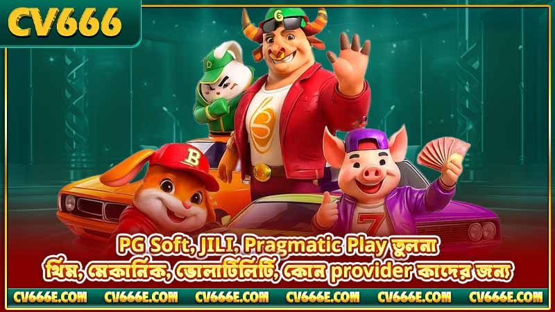 PG Soft সেরা স্লট গেম ২০২৬ — CV666-এর Top 8 5 PG Soft, JILI, Pragmatic Play তুলনা — থিম, মেকানিক, ভোলাটিলিটি, কোন provider কাদের জন্য