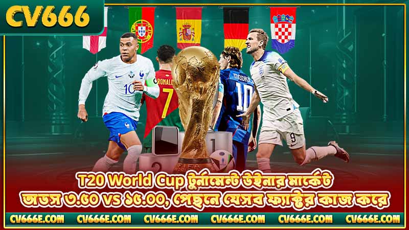 T20 World Cup বেটিং odds গাইড — মার্কেট ও কৌশল ২০২৬ 2 T20 World Cup টুর্নামেন্ট উইনার মার্কেট — অডস ৩.৫০ vs ১৫.০০, পেছনে যেসব ফ্যাক্টর কাজ করে
