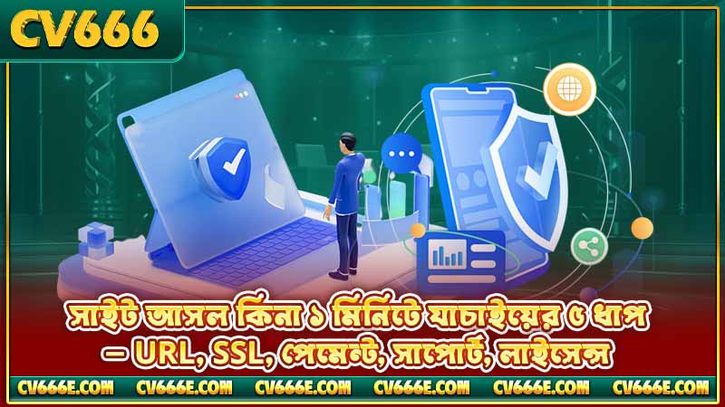 CV666 অফিসিয়াল ডোমেইন 3 সাইট আসল কিনা ১ মিনিটে যাচাইয়ের ৫ ধাপ — URL, SSL, পেমেন্ট, সাপোর্ট, লাইসেন্স